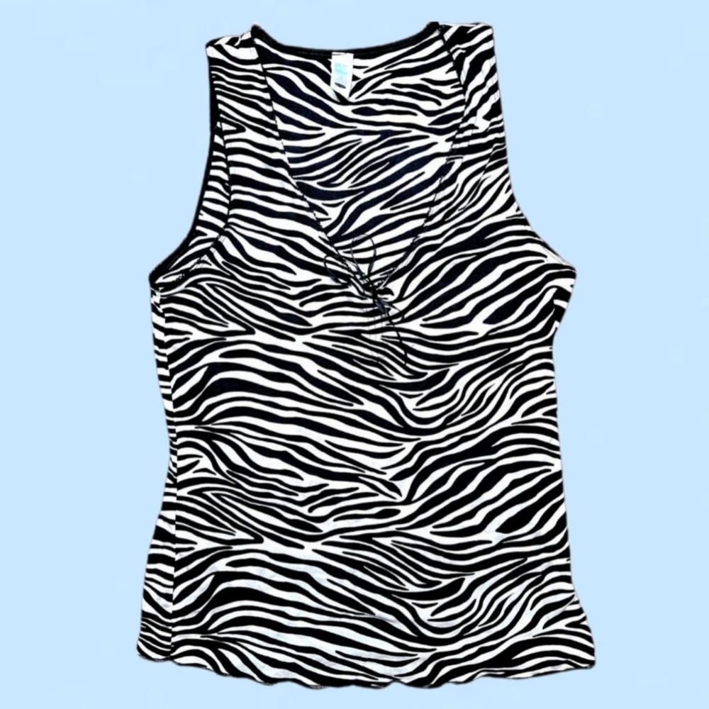 Y2K Mesh Zebra Striped Tank Top